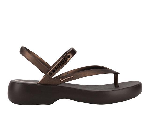 Women's Ipanema Verano Wedged Slingback Sandals in Brown/Bronze color