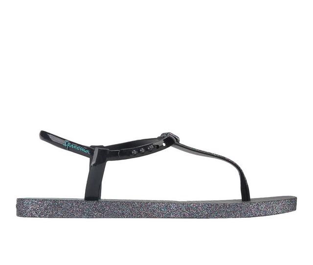 Women's Ipanema Class Edge Glow Sandals in Black Glitter color