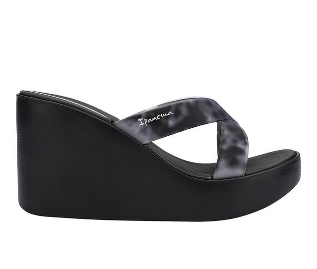 Women's Ipanema High Fashion Slide Wedge Sandals in Black/Grey color
