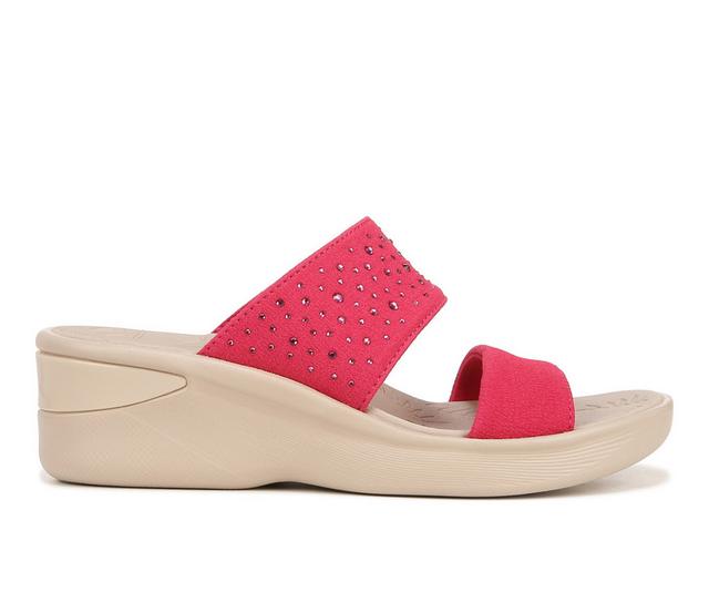 Women's BZEES Sienna Bright Wedge Sandals in Magenta Pink color