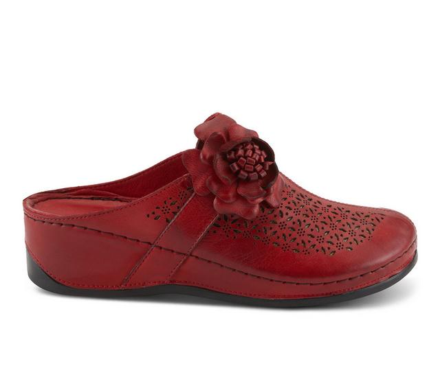 Women's SPRING STEP Lilybean Wedge Clogs in Red color