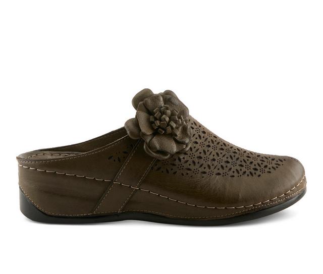 Women's SPRING STEP Lilybean Wedge Clogs in Olive Green color