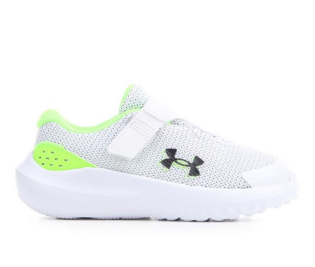 Boys' Under Armour Toddler Surge 4 Running Shoes in White/Lime/Blk color