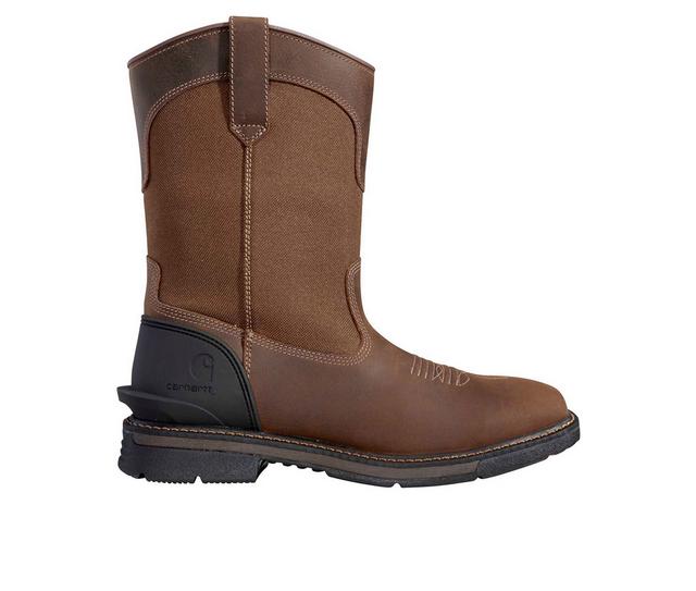 Men's Carhartt Montana Water Resistant 11" Steel Toe Wellington Work Boots in Brown/Brown color