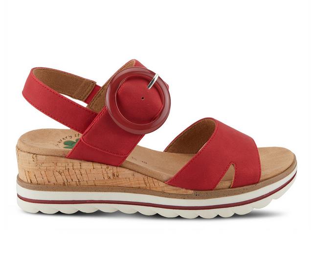 Women's SPRING STEP Loriya Platform Wedge Sandals in Red color