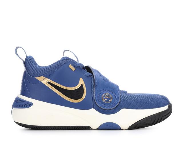 Boys' Nike Big Kid Team Hustle D11 KC Basketball Shoes in Nvy/Bk/Ivry/Gld color