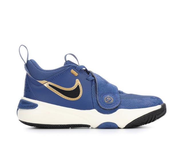 Boys' Nike Little Kid Team Hustle D11 KC Basketball Shoes in Nvy/Bk/Ivry/Gld color
