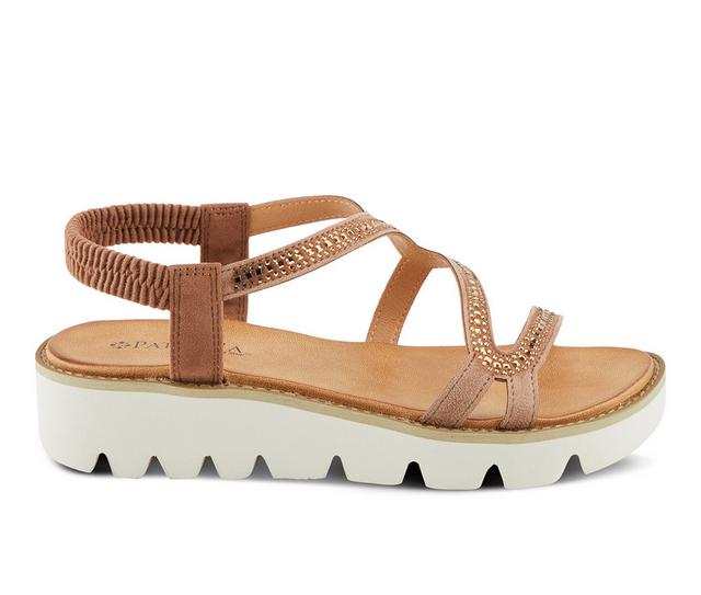 Women's Patrizia Zigged Low Wedge Sandals in Tan color