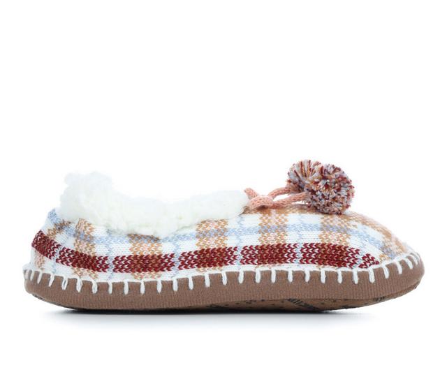 MUK LUKS Women's Plaid Ballerina Slipper Socks in Camel S/M color