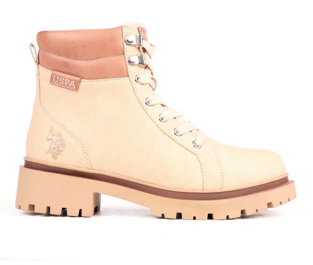 Women's US Polo Assn Talya Combat Boots in Taupe color