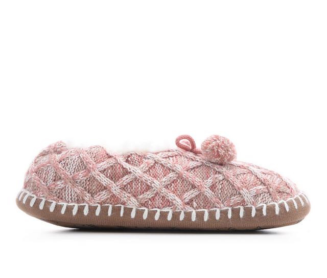 MUK LUKS Women's Knit Ballerina Slippers in Peach L/XL color