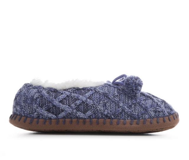 MUK LUKS Women's Knit Ballerina Slippers in Blue L/XL color