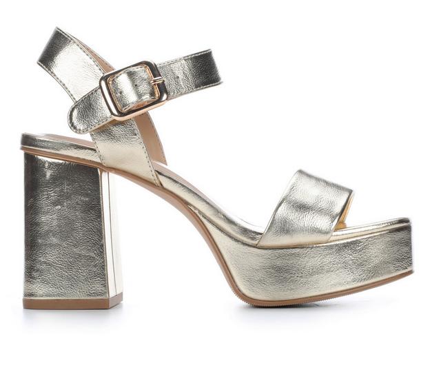 Women's Soda Macey-S Heeled Sandals in Gold color