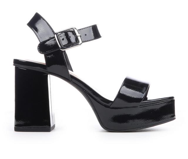 Women's Soda Macey-S Heeled Sandals in Black Patent color