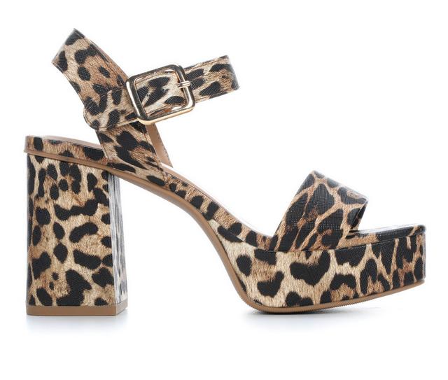 Women's Soda Macey-S Heeled Sandals in Leopard color