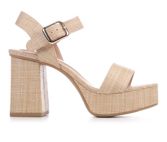 Women's Soda Macey-S Heeled Sandals in Raffia color