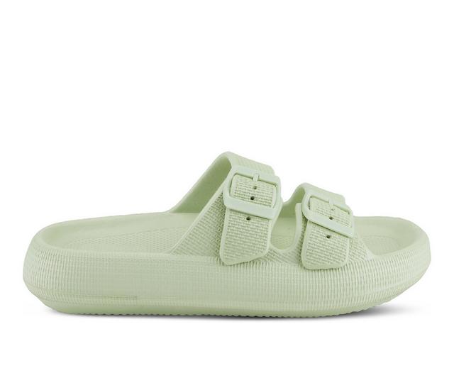 Women's Flexus Bubbles Waterproof Platform Slides in Light Green color