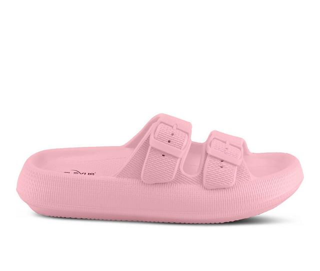 Women's Flexus Bubbles Waterproof Platform Slides in Light Pink color