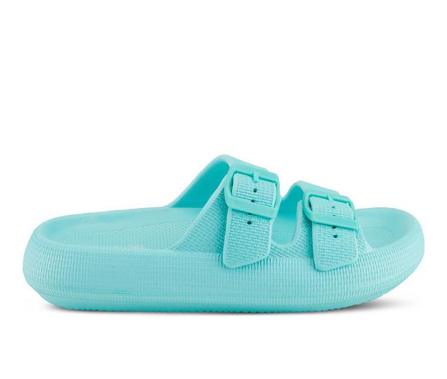 Women's Flexus Bubbles Waterproof Platform Slides in Turquoise color