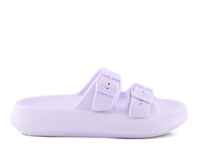 Women's Flexus Bubbles Waterproof Platform Slides in Lilac color