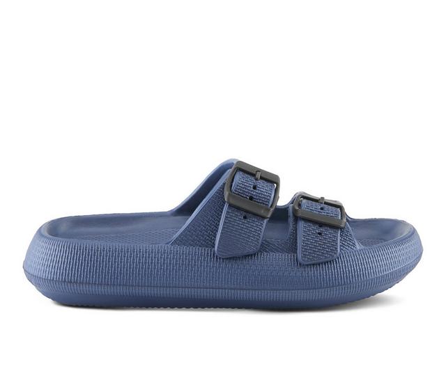 Women's Flexus Bubbles Waterproof Platform Slides in NAVY color