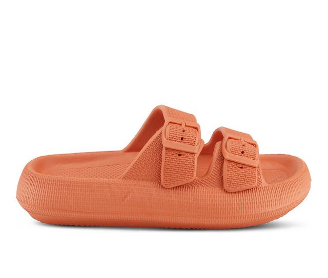 Women's Flexus Bubbles Waterproof Platform Slides in Orange color