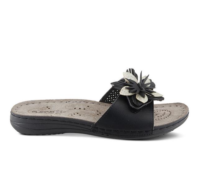 Women's Flexus Flowerstars Footbed Sandals in Black color