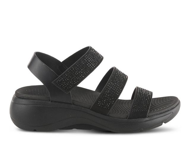 Women's Flexus Jazzy Wedge Sandals in Black color