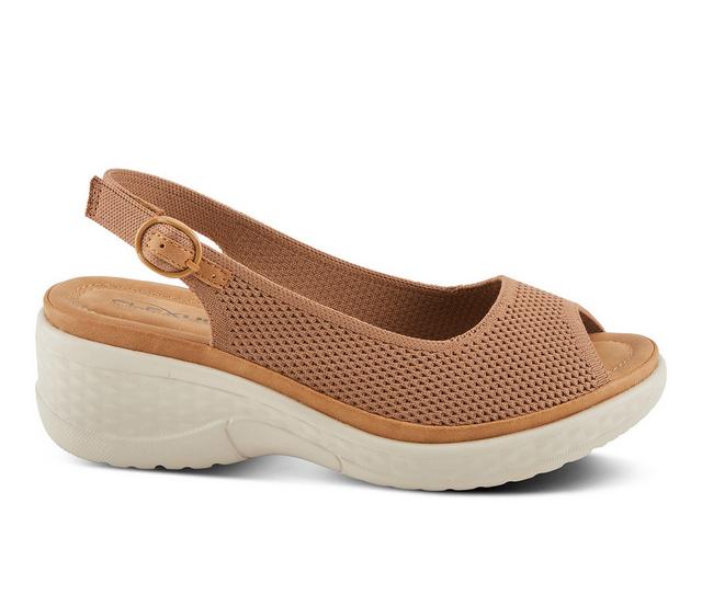 Women's Flexus Mayberry Wedge Sandals in Brown color