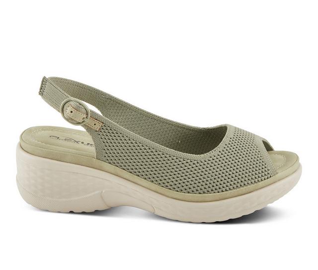 Women's Flexus Mayberry Wedge Sandals in Olive Green color
