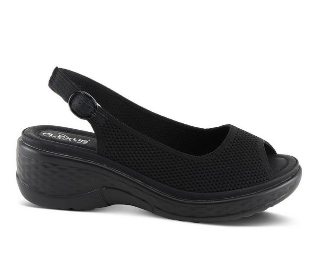 Women's Flexus Mayberry Wedge Sandals in Black color