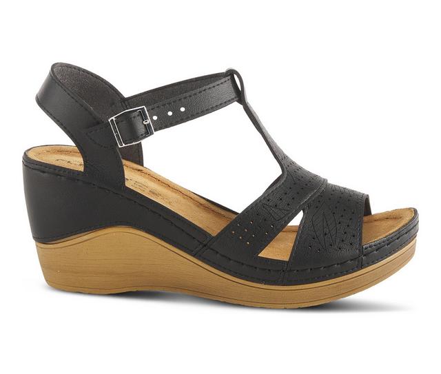 Women's Flexus Natala Wedge Sandals in Black color