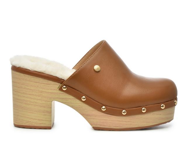 Women's Taryn Rose Reedah Platform Clogs in Tan/Shearling color