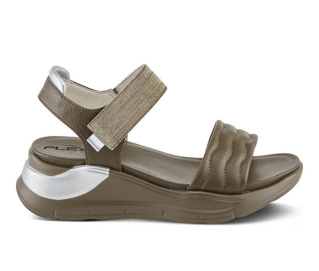 Women's Flexus Zashine Wedge Sandals in Dark Brown color