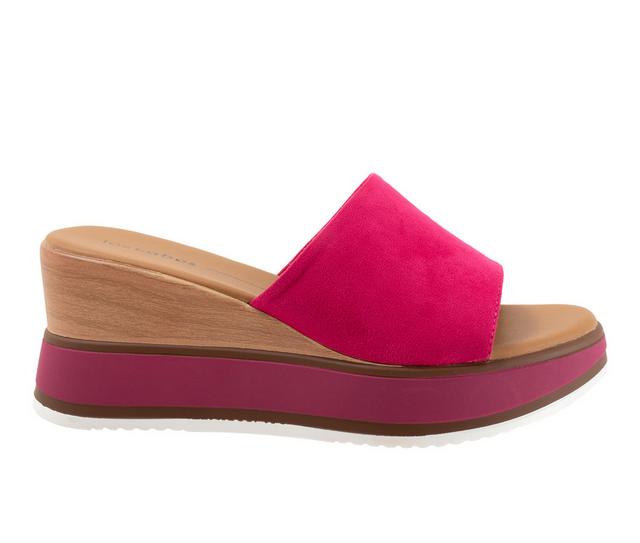 Women's Los Cabos Kaiah Platform Wedge Sandals in Fuchsia Suede color