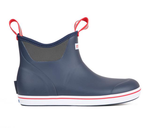 Men's XTRATUF Ankle Deck Boot 6" Winter Boots in Navy/Red color