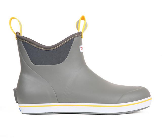 Men's XTRATUF Ankle Deck Boot 6" Winter Boots in Gray/Yellow color