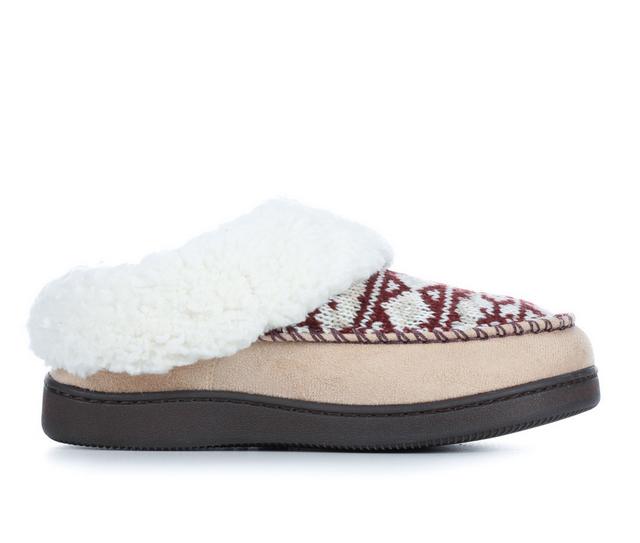 MUK LUKS Women's Minerva Slipper in Tan/Cranberry color