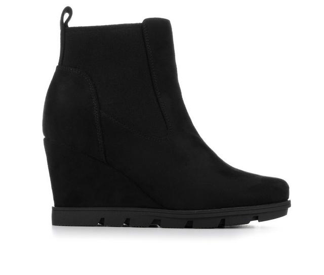 Women's Unr8ed Cabin Wedge Booties in Black color