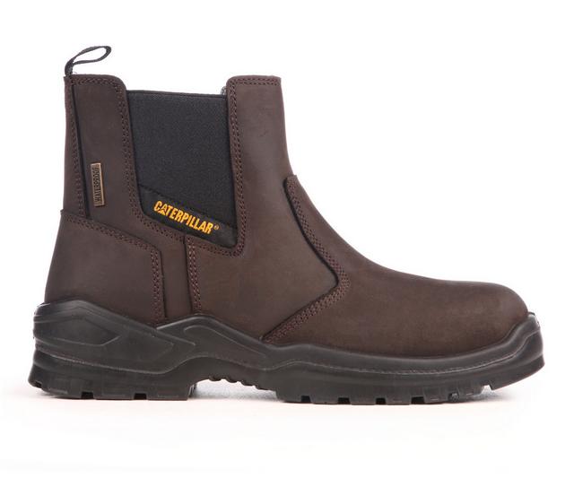 Men's Caterpillar Striver Chelsea Work Boots in Brown color