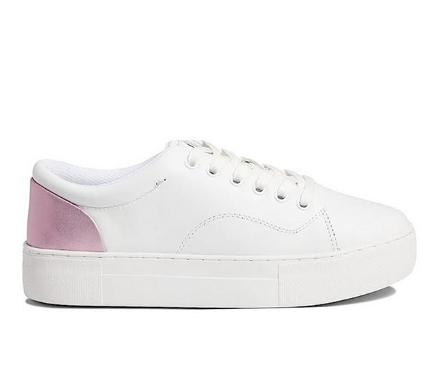 Women's Official Program STW-70 Platform Fashion Sneakers in White/Rose Gold color