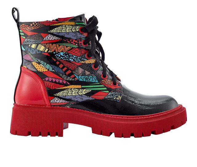 Women's Ninety Union Freeway Combat Boots in Black Multi color