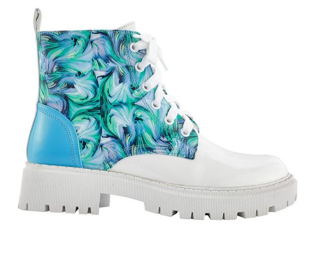 Women's Ninety Union Freeway Combat Boots in Blue Multi color