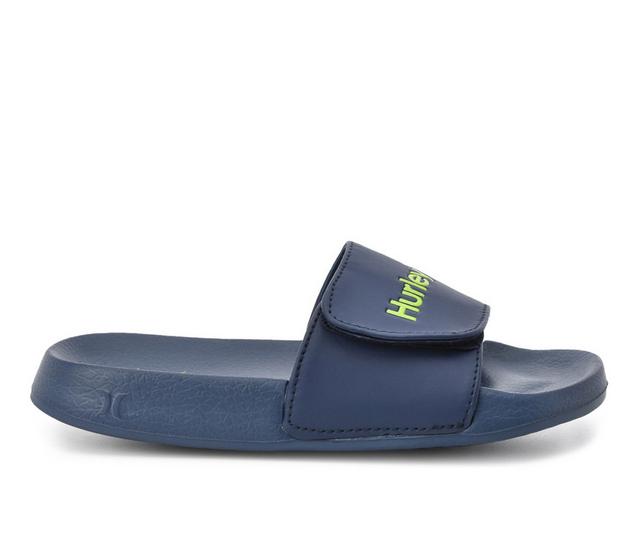 Boys' Hurley Little & Big Kid Naia-V Sport Slides in Navy Neon color