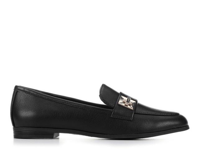 Women's Anne Klein Puck Loafers in Black Nappa color