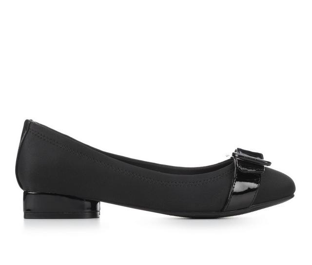 Women's Solanz ANDREW Block-Heeled Flats in Black color