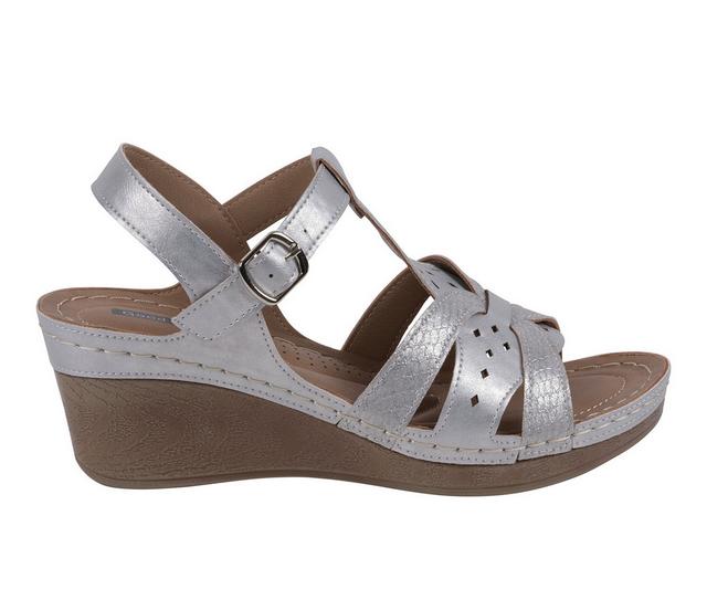 Women's GC Shoes Darry Wedge Sandals in Silver color