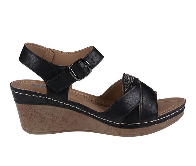 Women's GC Shoes Monaco Wedge Sandals in Black color