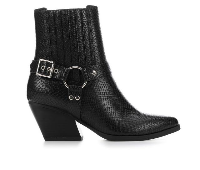 Women's Soda Bandit Moto Boots in Black Snake color