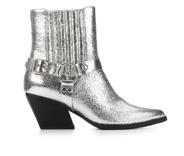 Soda Bandit Western Boots in Silver Crinkle color